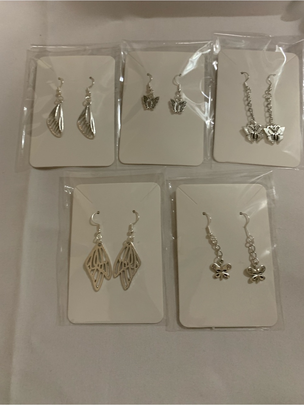 5 Silver Butterfly & Floral Dangle Earrings - Women Jewelry